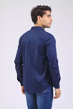 CAMISA LISA SPANDEX AZUL MARINO BRAVO. - comprar online