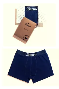 BOXER LISO DE ALGODON/LYCRA COLOR AZUL MARINO