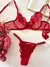 Conjunto de Lingerie Apego Vermelho em Tule Sutiã com Aro