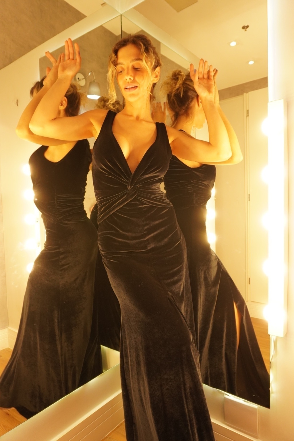 Vestido veludo sale preto longo