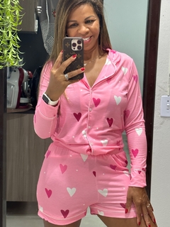 PIJAMA CORAÇÃO - ROSA - Closet Rosa Honorato