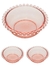 Jogo 3 bowls 14 cm para sobremesa de cristal rosa Pearl Wolff