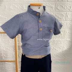 Camisa gola padre cor jeans