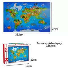 QUEBRA-CABEÇA MUNDO ILUSTRADO 150 PEÇAS - PAIS & FILHOS - Brinkeduras