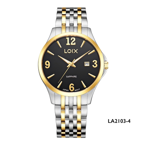 Reloj hombre LA2103-3 plateado con dorado, tablero blanco