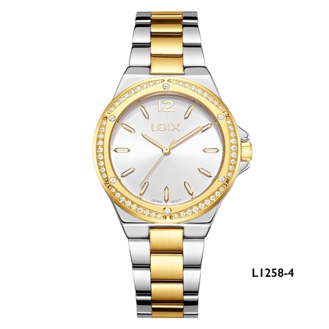 Reloj mujer L1259-4 Beige con oro rosa, tablero digital