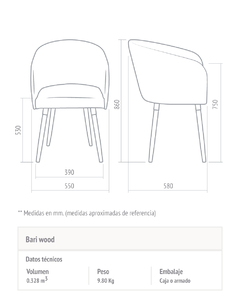 SILLA OFICINA RECEPCION BARI WOOD - STOCK COMPANY