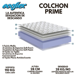 COLCHON PREMIUM 1.30 X 1.90 ALTURA 28CM DENSIDAD 28m3 - comprar online