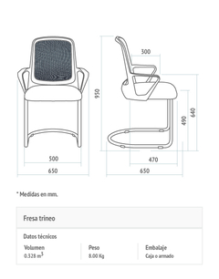 SILLA FIJA OFICINA FRESA WHITE TRINEO en internet