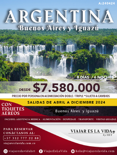 ARGENTINA - BUENOS AIRES Y IGUAZÚ ABRIL A DICIEMBRE (8D 6N) A:240424