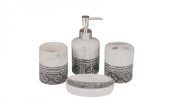 Set de baño cerámica (dispenser + jabonera + porta cepillos + vaso ) Diseño inca