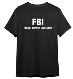 Remera unisex negra fernet branca inspector