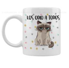 Taza Los odio a todos gato