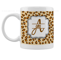 Taza animal print personalizada con nombre