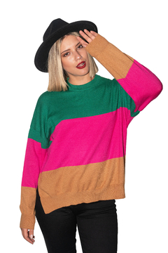 SWEATER MULTI GREEN-PINK