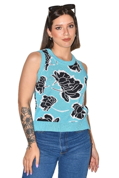 MUSCULOSA FLORA BLUE - comprar online