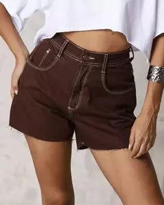 SHORT MOM BARRA A FIO MARROM - comprar online