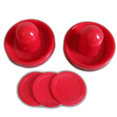 2 Rebatedores 9,5cm Vermelhos + 3 Disco 6,4cm De Air Game / Air Hockey