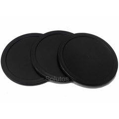 3 Discos 6,4cm X 4mm Air Game / Air Hockey - PRETO