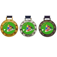 Medalhas de Bilhar Adesivadas - Ouro, Prata e Bronze