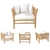 Poltrona Plaza em madeira teca com almofada no assento e encosto em tecido claro - 20627 - comprar online