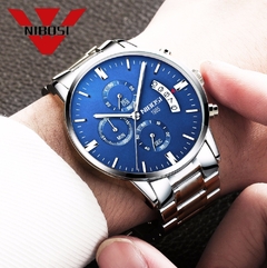 Relógio Masculino Nibosi 2309 Luxo Anti Risco Safira - Lá de Fora Shop