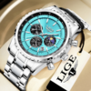 Relógio Luxo Lige 8989 Aço Inoxidável Com Cronógrafo