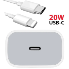 Carregador USB-C 20 W + Cabo USB-C Lightning 1m iPhone