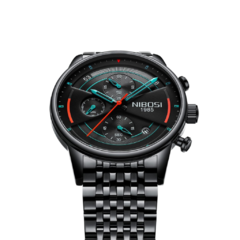 Relógio Luxo Nibosi Cronógrafo Aço Inoxidável Blindado 2389 - Lá de Fora Shop