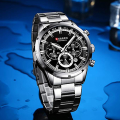 Relógio Masculino Curren Luxo Aço Inoxidável 8355 Cronógrafo - Lá de Fora Shop