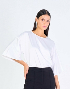 Blusa Cetim Dull Elastano Manga