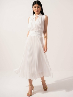 Vestido Plissado em Crepe Branco - comprar online