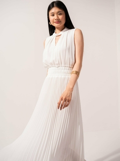 Vestido Plissado em Crepe Branco - loja online