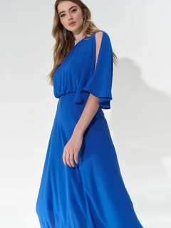 Vestido Sevilha Crepe Azul