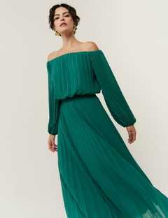 Imagem do Vestido Silk Touch Plissado Verde