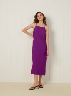 VESTIDO VISCO RUST RETO ROXO