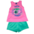 Conjunto Camiseta Malha Rosa + Short Tactel verde Pipa