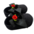Sapatinho de Lese preto com florzinha vermelha - 06 a 09 meses
