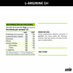 L Arginina GH x 150 Grs - Star Nutrition - comprar online