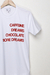 Camiseta branca caffeine, dreams, chocolate na internet