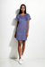 Vestido azul quadrado branco - comprar online