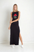 Vestido longo preto rosas grandes - comprar online