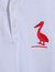 Polo branca pelicano vermelho na internet