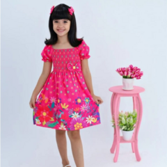 Vestido-Infantil-Manguinha-Bufante-Floral-Pink