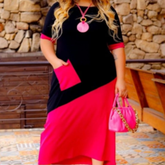 vestido-longo-bicolor-malha-plus-size-preto-pink