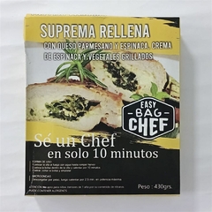Suprema rellena con queso parmesano y espinaca, crema de espinaca y vegetales grillados 430 gs. - Easy Bag Chef