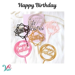 Topper para Bolo - Happy Birthday - Kit com 5 Variados - Vivendo de Confeitaria By Vanir Petter