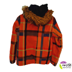 Campera ROXY dryfly technology tipo escosesa con capucha de peluche sintetica talle 12 - comprar online