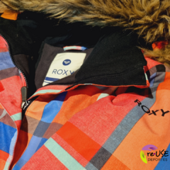 Campera ROXY dryfly technology tipo escosesa con capucha de peluche sintetica talle 12 en internet