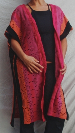Kimono Rosa, Laranja e Preto Listrado